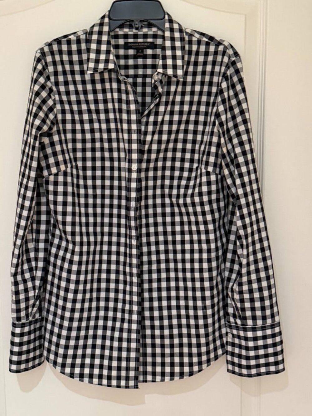 Banana Republic Black & White Gingham Button-Down Shirt